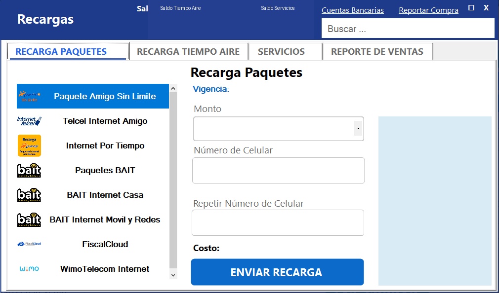 Recargas y servicios digitales JcpOne